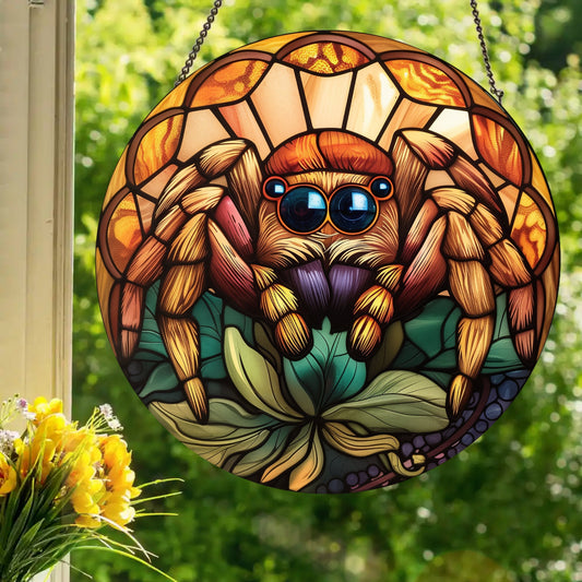 Jumping Spider: Stained Glass Style Window Hanging