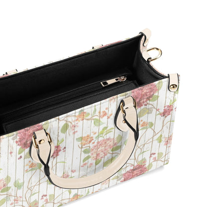 Rustic Spring Floral Tote Purse. Womans leather purse. Floral handbag. Gift for her, Gift for Friend. Leather handbag.