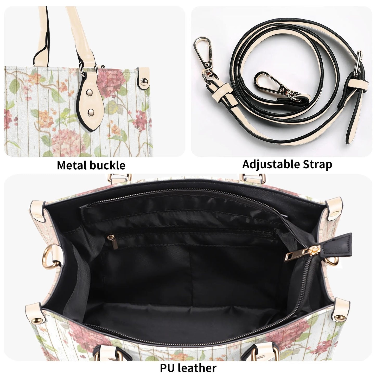 Rustic Spring Floral Tote Purse. Womans leather purse. Floral handbag. Gift for her, Gift for Friend. Leather handbag.