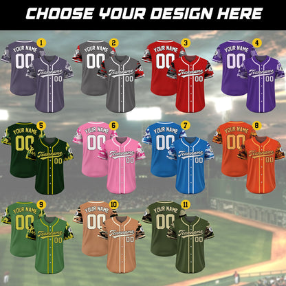 Custom Camo Baseball Jersey Custom Name Number Logo, Personalized Baseball Jersey For Adult Kid, Camouflage Baseball Jersey Uniform Orange