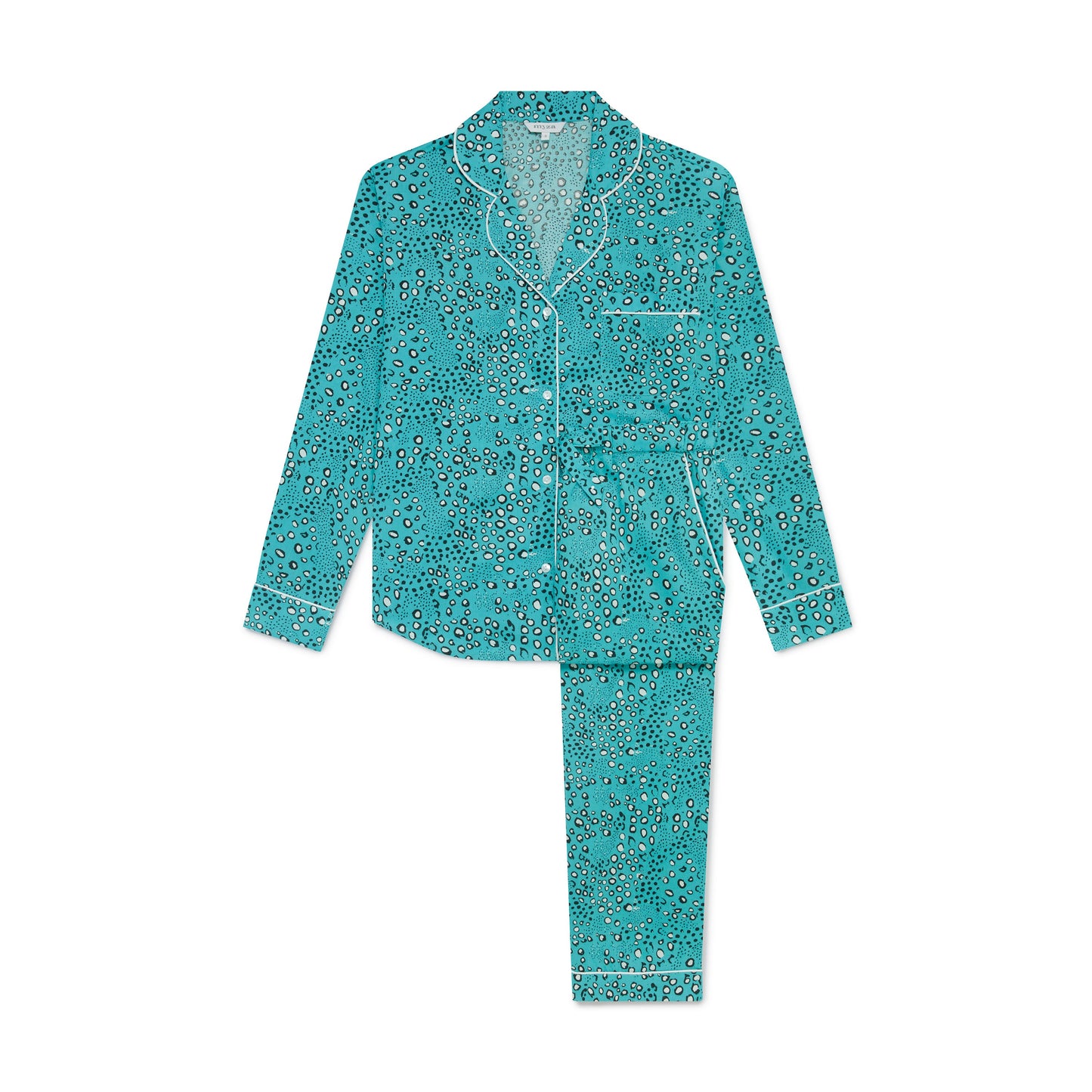 Organic Cotton Pyjama Set Women’s | Long Sleeve Sleepwear with Green Dots | Soft & Sustainable Lounge Trousers