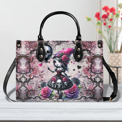 Gothic Fantasy Tote Handbag. Witchy Handbag, Waterproof PU Leather Tote, Top Handle Vegan Leather, Crossbody, Shoulder bag.