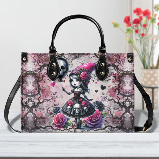 Gothic Fantasy Tote Handbag. Witchy Handbag, Waterproof PU Leather Tote, Top Handle Vegan Leather, Crossbody, Shoulder bag.