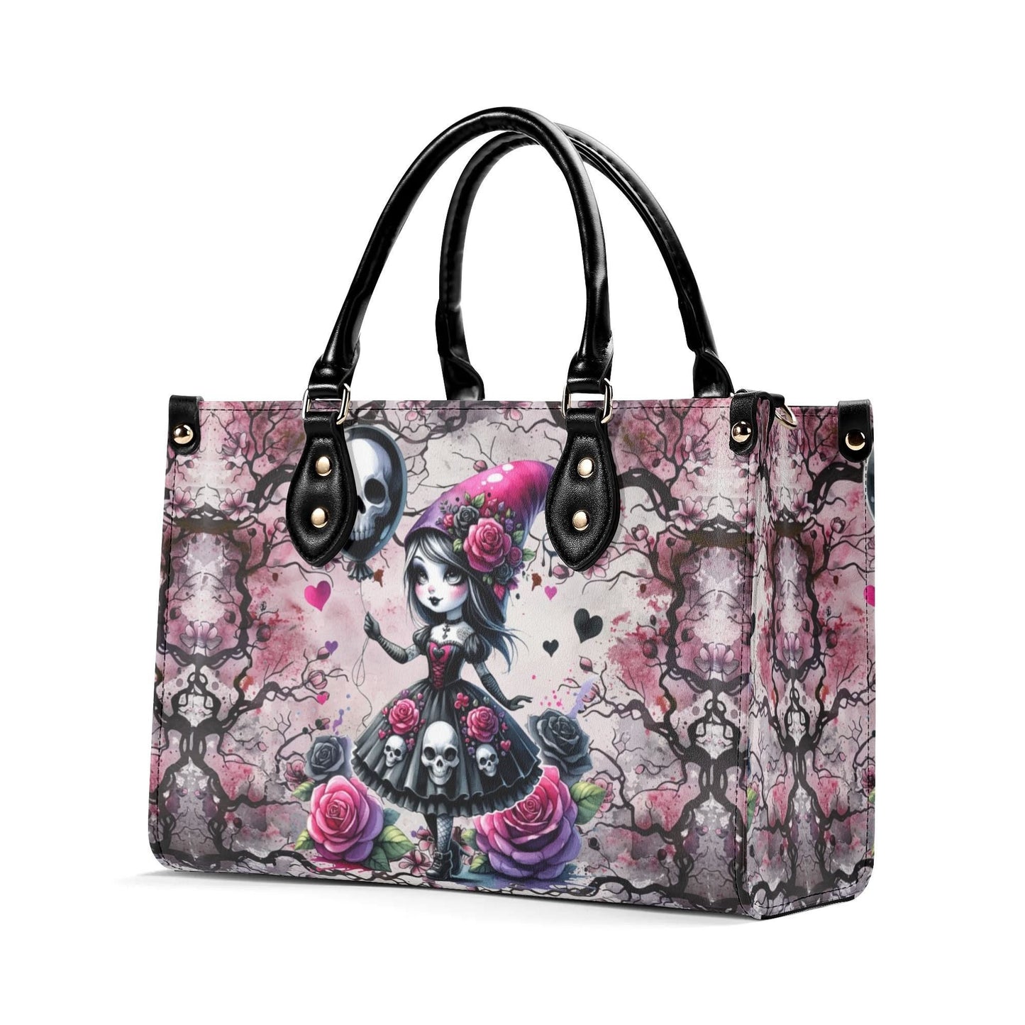 Gothic Fantasy Tote Handbag. Witchy Handbag, Waterproof PU Leather Tote, Top Handle Vegan Leather, Crossbody, Shoulder bag.