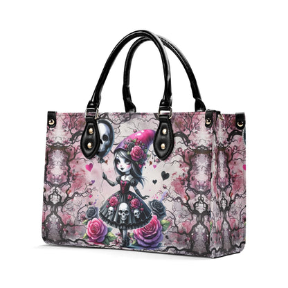 Gothic Fantasy Tote Handbag. Witchy Handbag, Waterproof PU Leather Tote, Top Handle Vegan Leather, Crossbody, Shoulder bag.