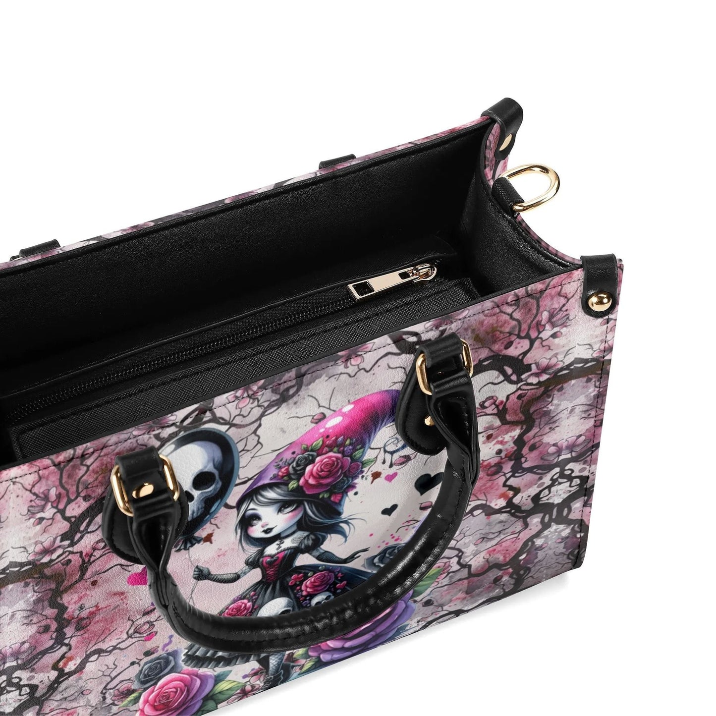 Gothic Fantasy Tote Handbag. Witchy Handbag, Waterproof PU Leather Tote, Top Handle Vegan Leather, Crossbody, Shoulder bag.