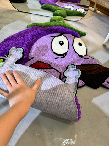 Tufted Purple Eggplant 3D Rug, Cute Cartoon Dog Rug, 3D Moss Rug, Handmade Floor art, Fluffy Tufted Rug, Yellow Rug, Flower Moss Rug