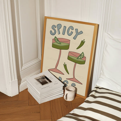 Spicy Margs Print, Trendy Wall Art, Apartment Decor, Retro Wall Art, Kitchen Wall Art, Pink Wall Art, Y2K Room Decor