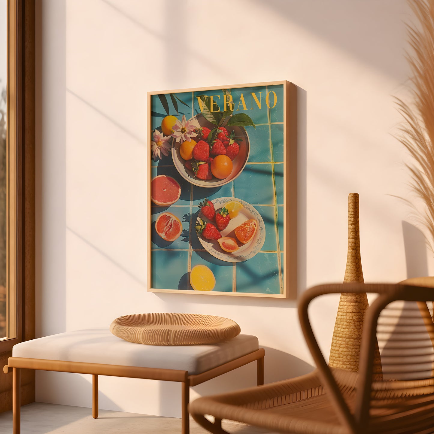 Vintage Verano Poster Print for Kitchen Summer Beach House Poster Retro Wall Art Psychedelic Trippy Illustration