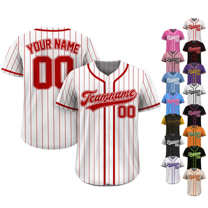 Custom Team Name Number Baseball Jersey Pinstripe, Custom Baseball Jersey for Men Women Youth Kid, Personalized Pinstripe Jersey Red White