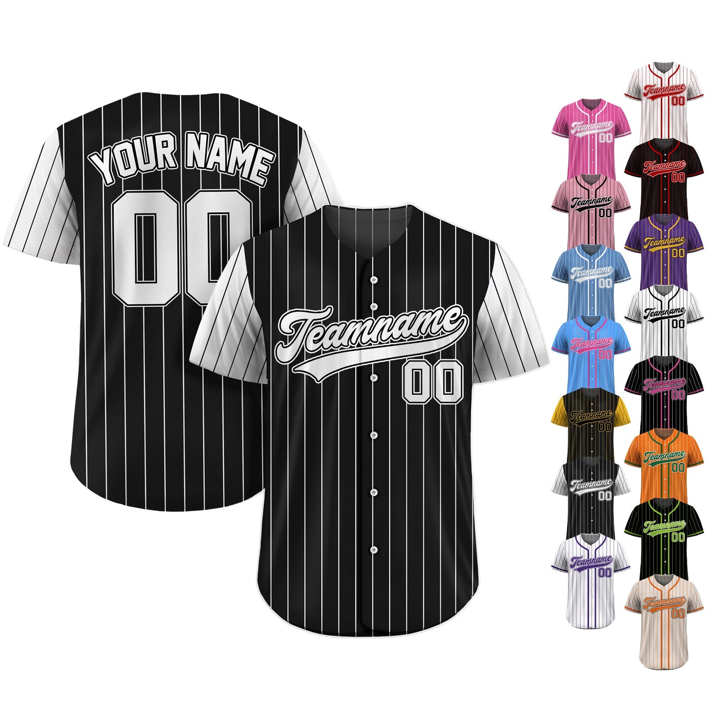 Custom Team Name Number Baseball Jersey Pinstripe, Custom Baseball Jersey for Men Women Youth Kid, Personalized Pinstripe Jersey Black White
