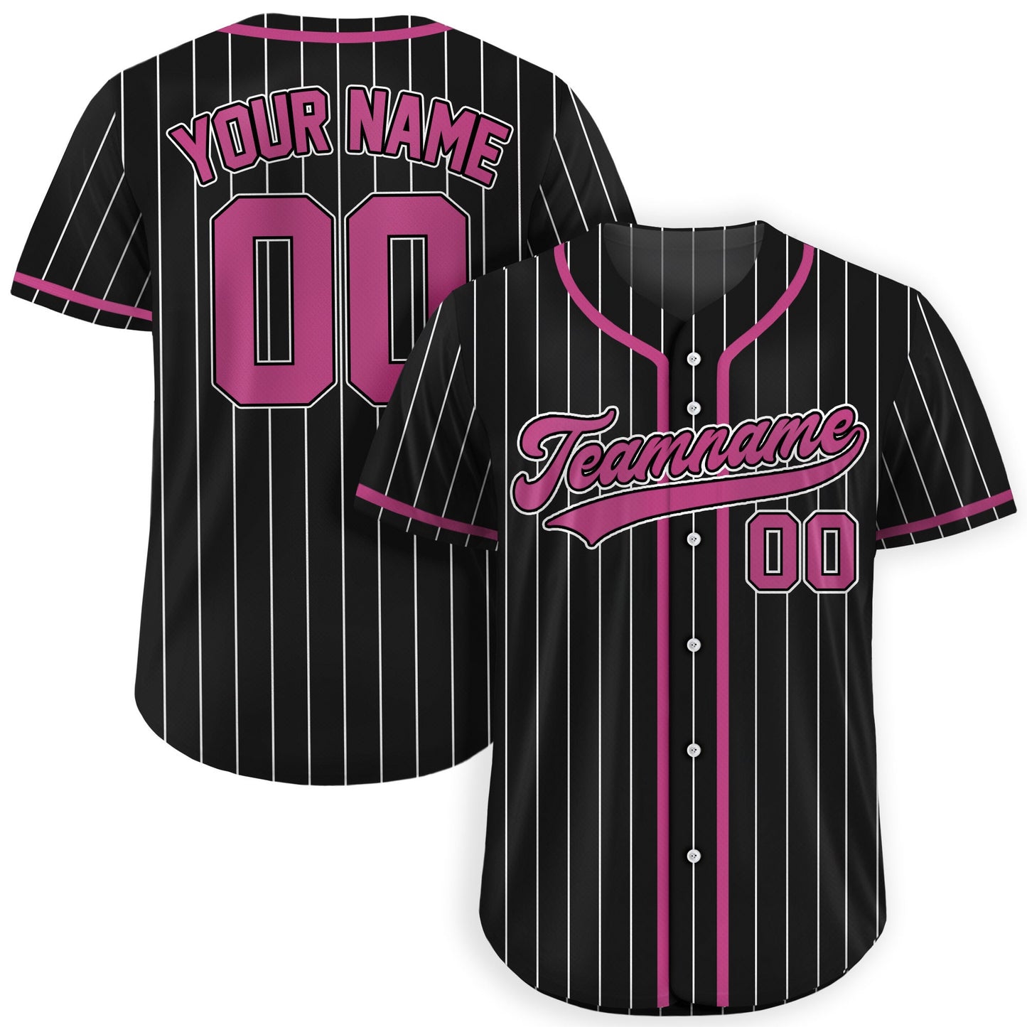 Custom Team Name Number Baseball Jersey Pinstripe, Custom Baseball Jersey for Men Women Youth Kid, Personalized Pinstripe Jersey Pink Black