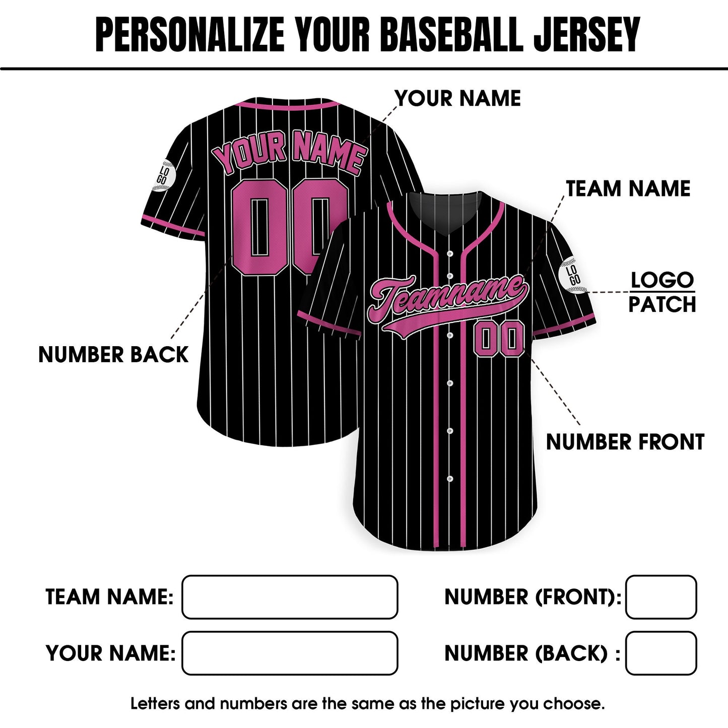 Custom Team Name Number Baseball Jersey Pinstripe, Custom Baseball Jersey for Men Women Youth Kid, Personalized Pinstripe Jersey Pink Black