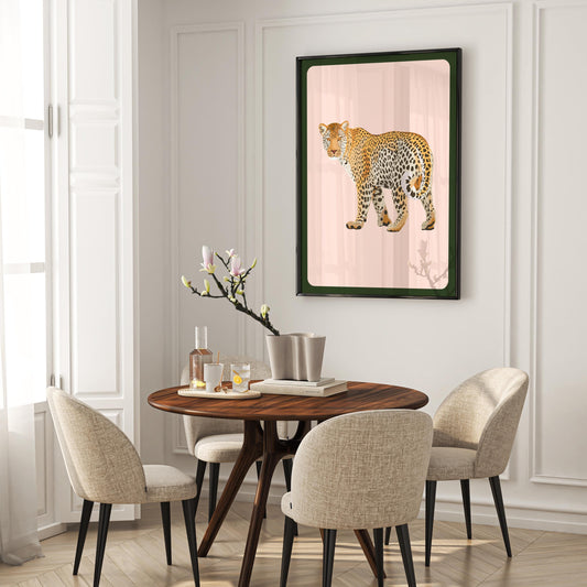 Cheetah Retro Vintage print, Cheetah Poster, Bold Green and Pink Vintage Wall Art, Eclectic Wall Decor, Gift Idea, Boho wall art