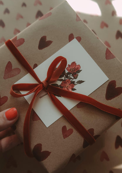 Red hearts kraft wrapping paper, Gift Wrap, gift wrapping paper, Gift Warp, Wrapping paper, gift paper, love, hearts wrap paper, recycled