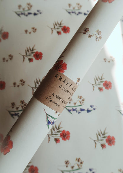 Blue and red flowers wrapping paper, Gift Wrap, gift wrapping paper, Gift Warp, Wrapping paper, gift paper, floral wrapping paper, flowers