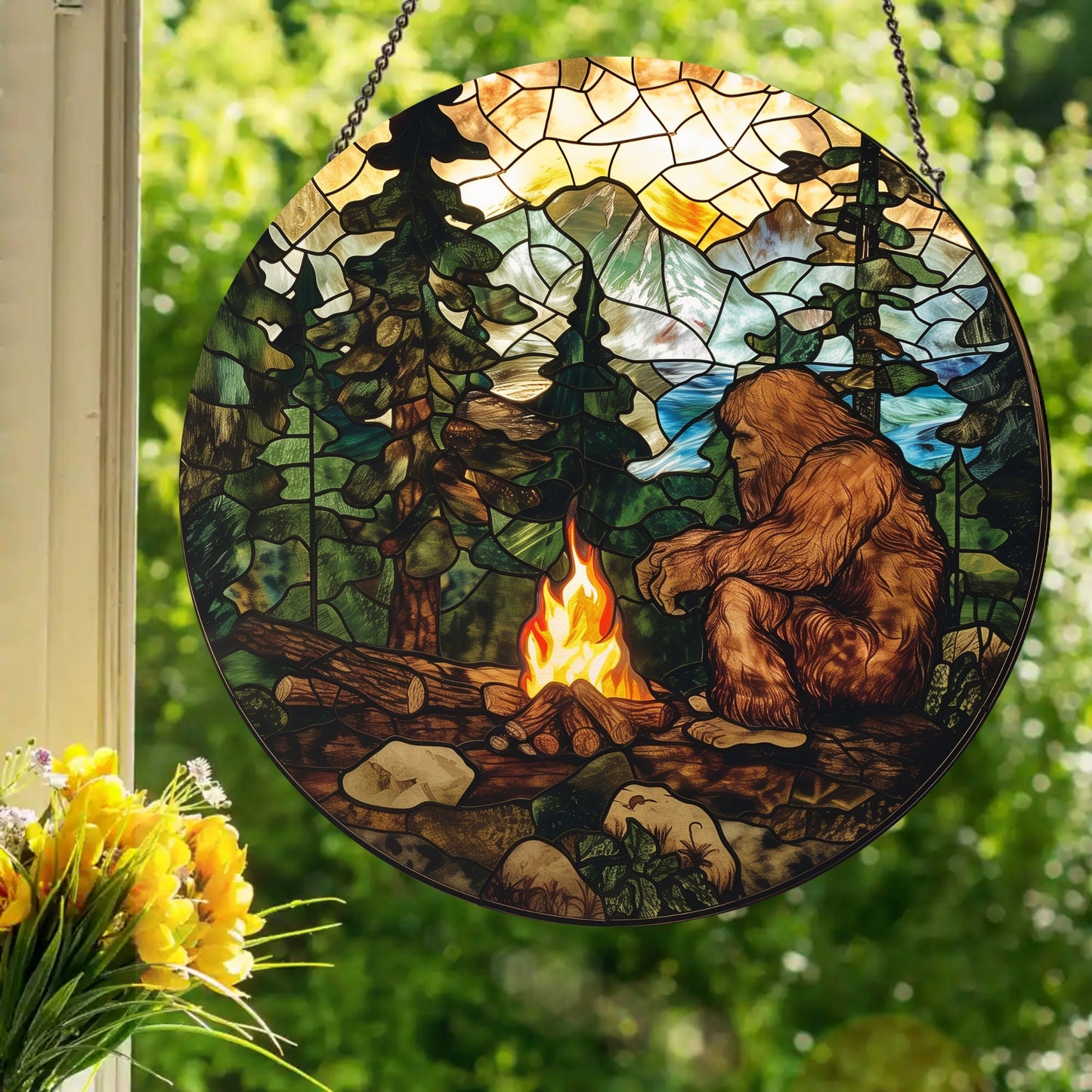 Sasquatch: Stained Glass Style Window Hanging