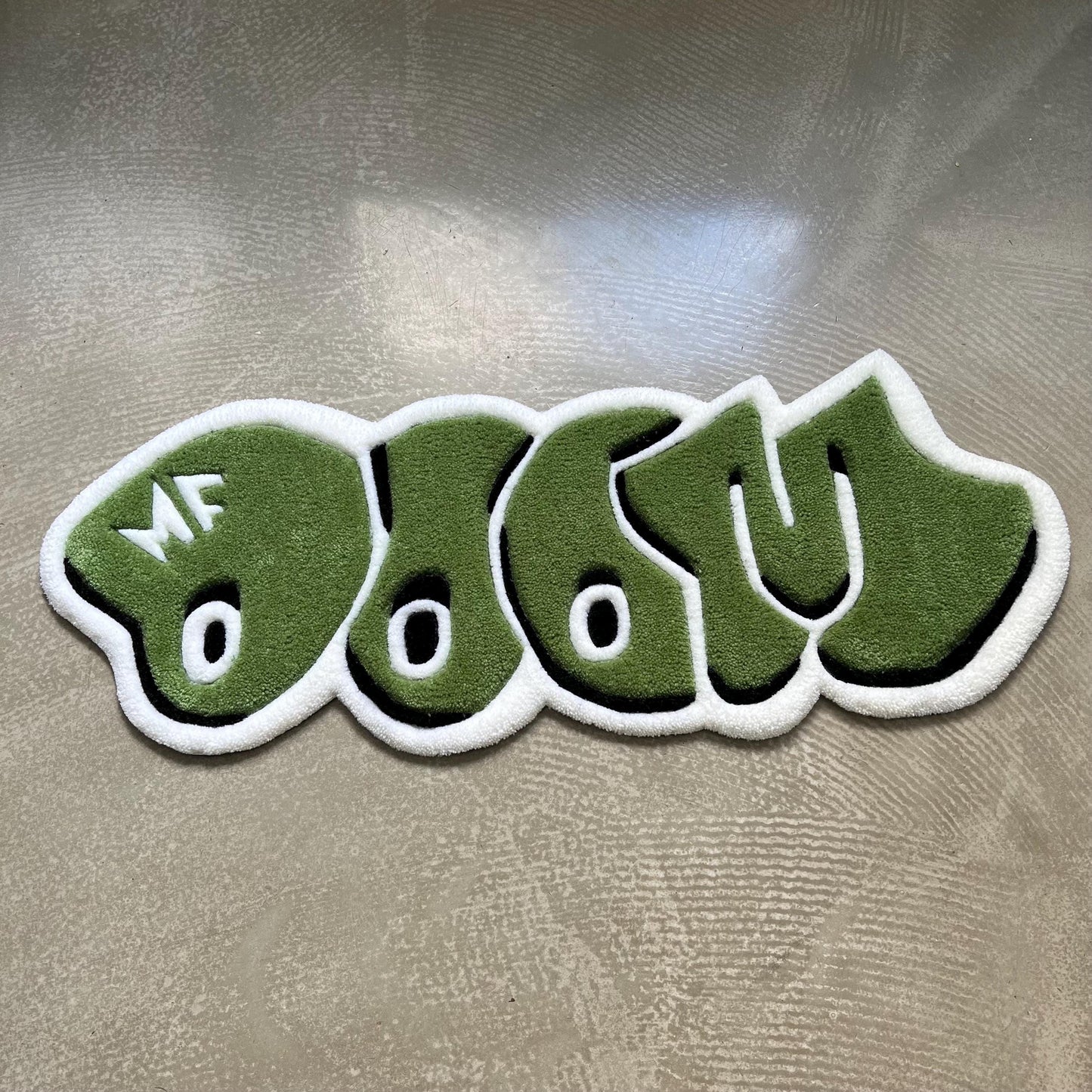MF Doom Rug: Handmade Green Rap Music Decor (32")