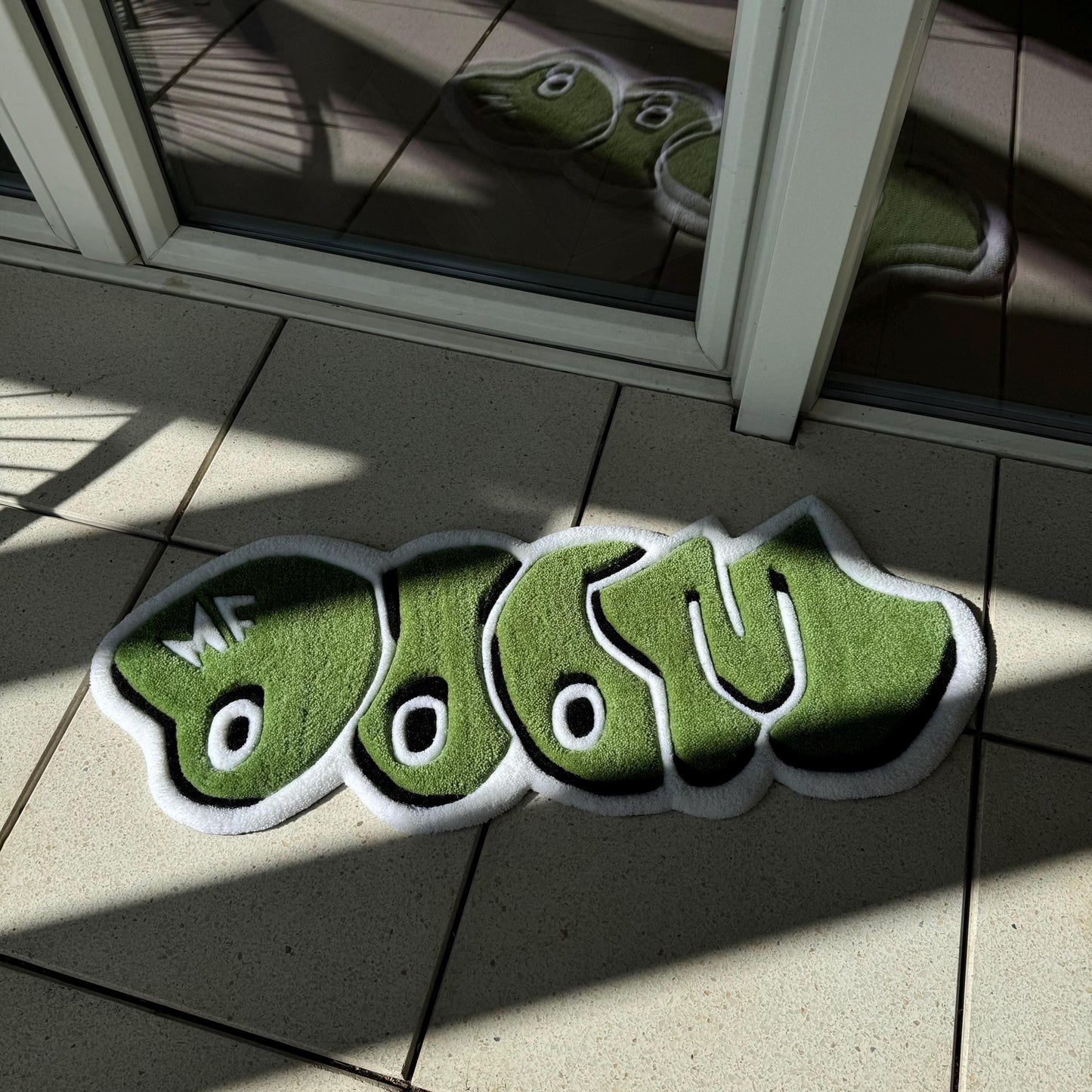 MF Doom Rug: Handmade Green Rap Music Decor (32")