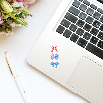 Coquette Patriotic Bow Stacked Sticker | USA stickers | America | book lover | book stickers | kindle stickers | trendy stickers |Patriotism