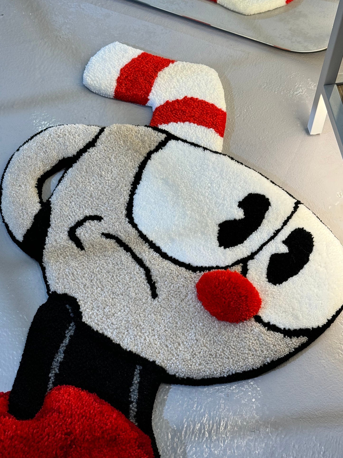 Couple Tufted Characters 3D Rug, Cute Cups Rug, Stylish Rug, Handmade floor art, Fluffy tufted Rug, Videogame rug