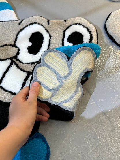 Couple Tufted Characters 3D Rug, Cute Cups Rug, Stylish Rug, Handmade floor art, Fluffy tufted Rug, Videogame rug