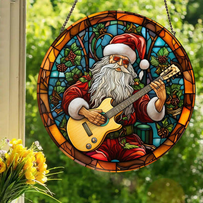 Shredding Santa Claus: Stained Glass Style Window Hanging