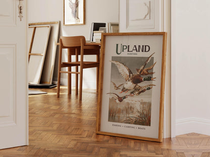 Retro Mallard Print Gift for Hunter Retro Hunting Art Poster Cabin Wall Decor Bird Artwork Outdoorsy Wall Art Hunting Dad Gift