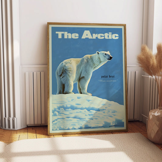 Vintage Polar Bear Print Retro Alaskan Poster Outdoors Poster Travel Poster Cabin Cottage Wall Art The Artic Sports Dad For him Gift
