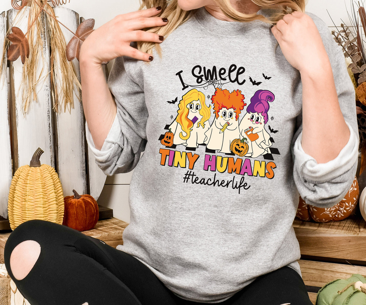 I Smell Tiny Humans Halloween Shirt, Halloween Teacher Shirt, School Halloween Party Shirt, Witch Teacher Shirts, Trick Or Teach Shirt