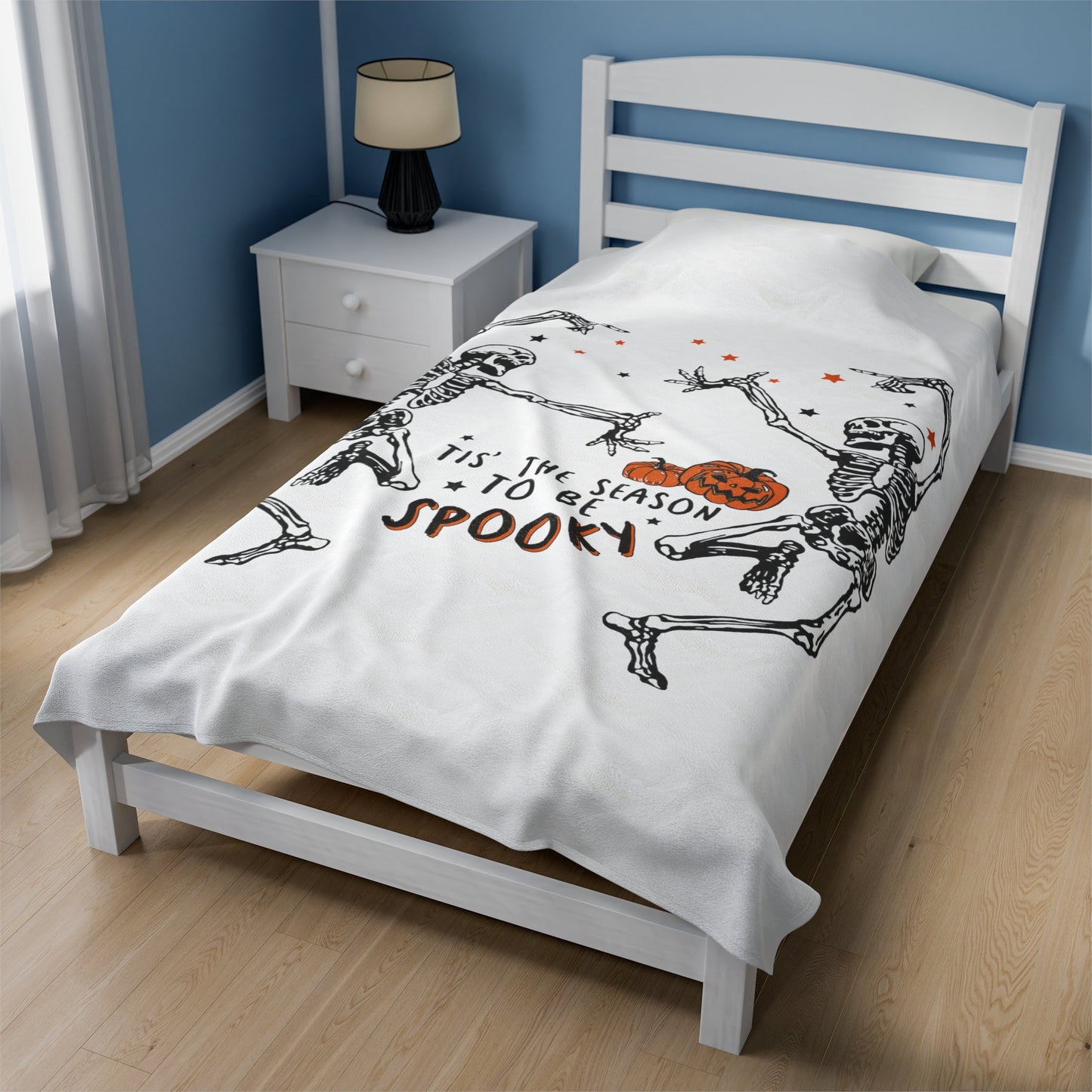 Halloween skeleton blanket, fall blanket funny skeleton blanket Halloween gift custom halloween gift blanket Velveteen Plush Blanket