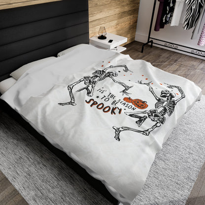 Halloween skeleton blanket, fall blanket funny skeleton blanket Halloween gift custom halloween gift blanket Velveteen Plush Blanket