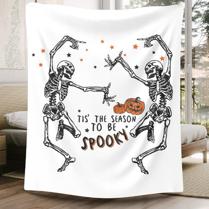 Halloween skeleton blanket, fall blanket funny skeleton blanket Halloween gift custom halloween gift blanket Velveteen Plush Blanket