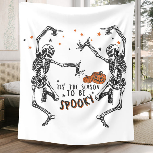 Halloween skeleton blanket, fall blanket funny skeleton blanket Halloween gift custom halloween gift blanket Velveteen Plush Blanket