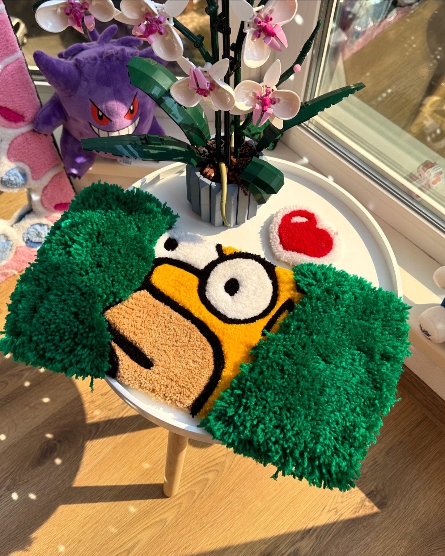 Homer in the Bush Tufted Rug – Custom Handmade Puffy Cartoon Carpet, Funny Room Decor Rug Inspired by Pop Culture Character 3D Soft Art Gift