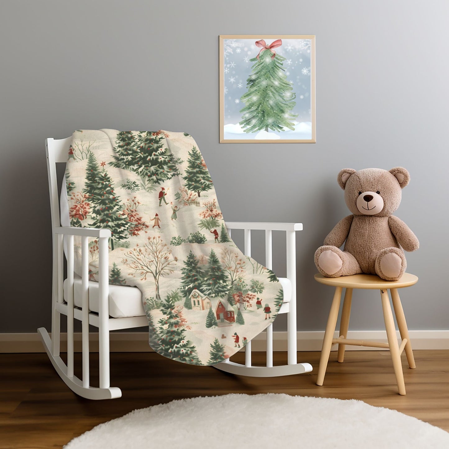 Christmas Blanket Christmas Village Home Decor Nostalgic Snowy Winter Trees Fleece Throw Christmas Gift Ideas Family Friends Host Coworkers