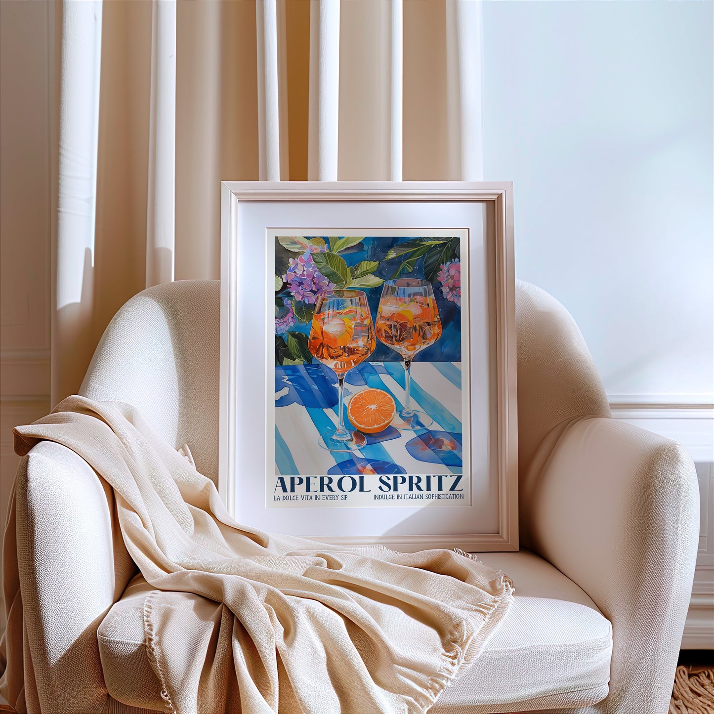 Aperol Spritz Print, Retro Italian Travel Cocktail Print, Kitchen Poster, Trendy Italian Wall Art, Modern Vintage Summer, Bar Cart Art