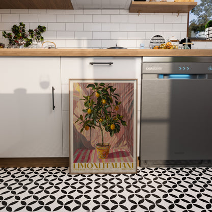 Italian Lemon Tree Print, Limoni Italiani, Citrus Fruit Art, Kitchen Lemon Poster, Mediterranean Summer Poster, Retro Botanical, Lemon Fruit
