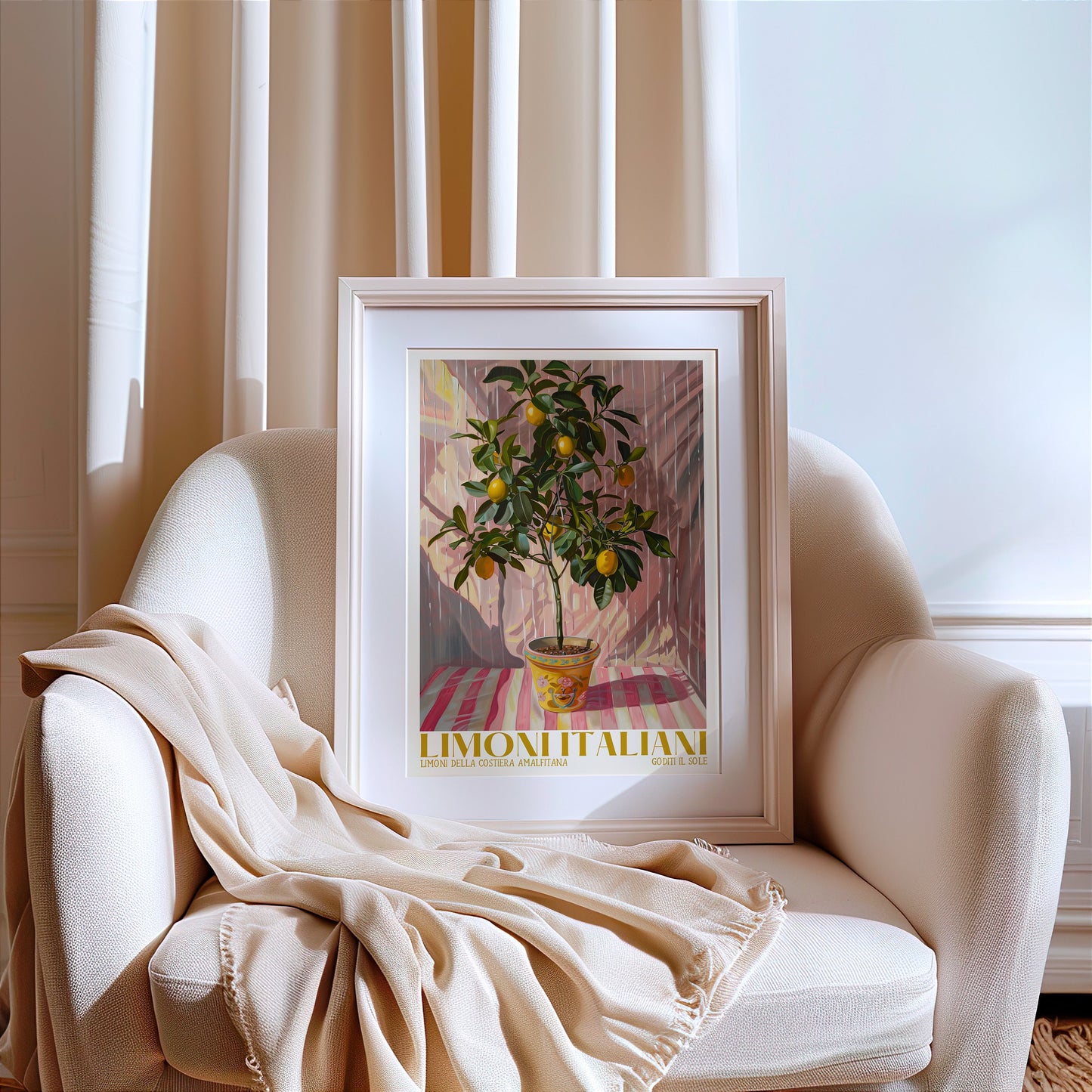 Italian Lemon Tree Print, Limoni Italiani, Citrus Fruit Art, Kitchen Lemon Poster, Mediterranean Summer Poster, Retro Botanical, Lemon Fruit