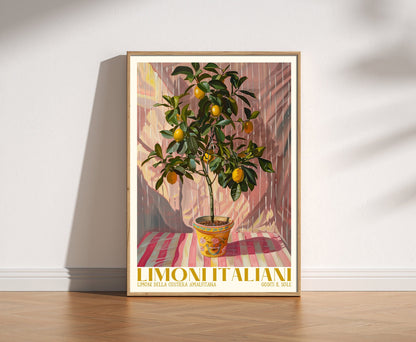 Italian Lemon Tree Print, Limoni Italiani, Citrus Fruit Art, Kitchen Lemon Poster, Mediterranean Summer Poster, Retro Botanical, Lemon Fruit