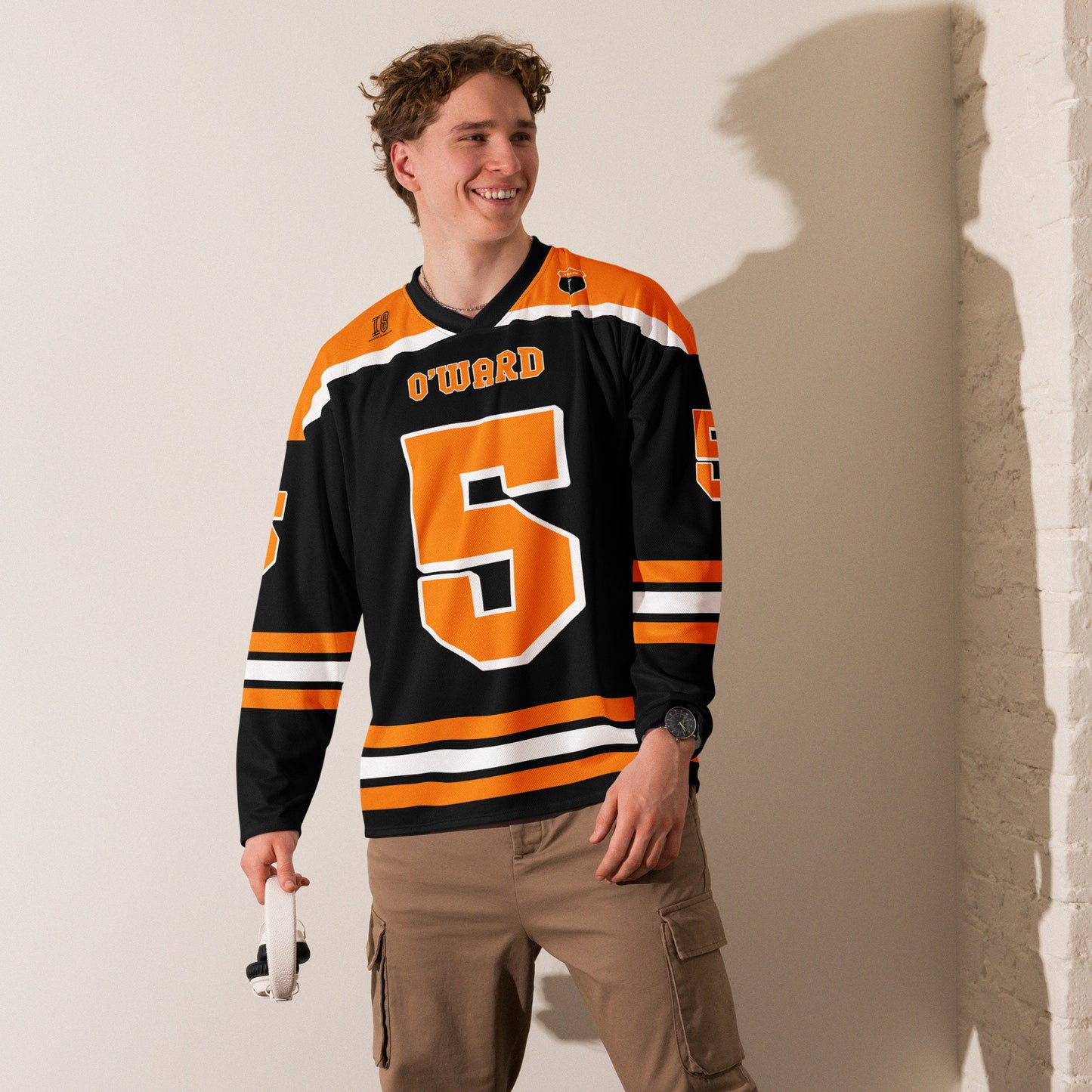 Racing Fan Oversized Hockey Jersey with Vibrant #5 Graphics