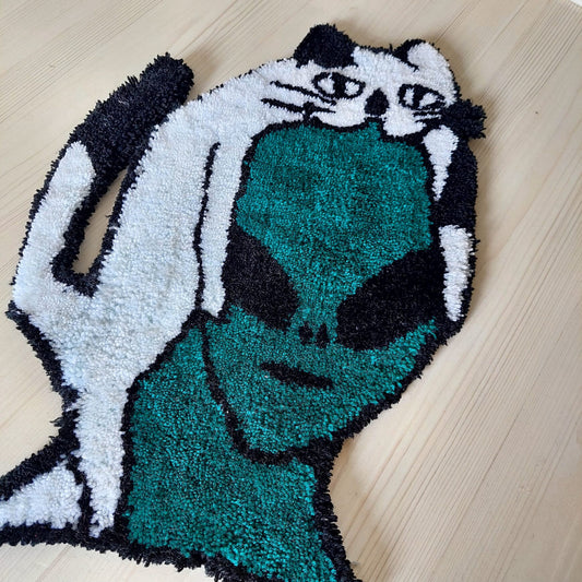 Cat Rug, Tufted Rug, Alien Rug, Handmade Rug, Animal Rug,Home Decor,Area Rug,Living Room Rug,Housewarming Gift,Cute Rug,Anti-slip,Custom Rug