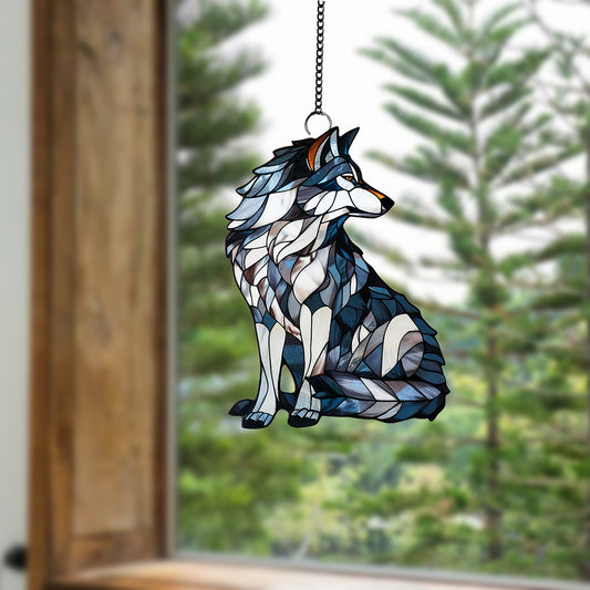 Wolf Acrylic window hanging, Acrylic Wall Window Hanging Art Decoration, Wild Animal home decor Ornament, animal love, Housewarming gift