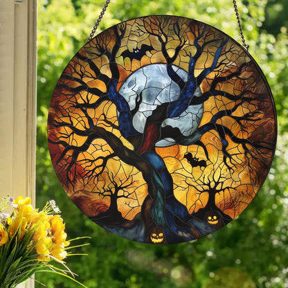 Spooky Tree: Stained Glass Style Window Hanging