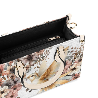 Hummingbird Garden Tote Handbag. Colorful Handbag, Waterproof PU Leather Tote, Top Handle Vegan Leather, Crossbody, Shoulder bag.