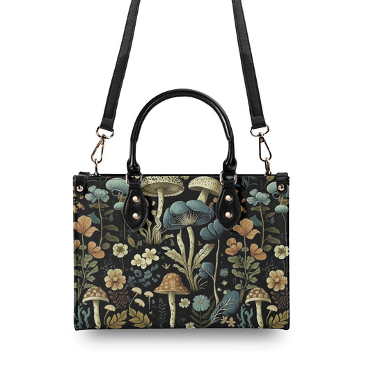 Enchanted Forest Tote. Multi-pocket PU Leather Handbag For Women, Square Vegan Leather Purse, For Mom, Versatile Handbag