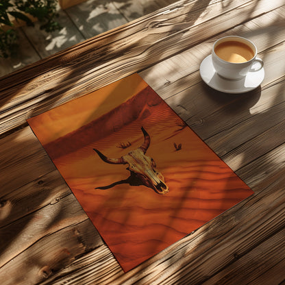 Vintage Cow Skull Western Art Print Retro Cowboy Cowgirl Art Southwestern Boho Art Sonoran Desert Arizona Print Terracotta Orange Sunset