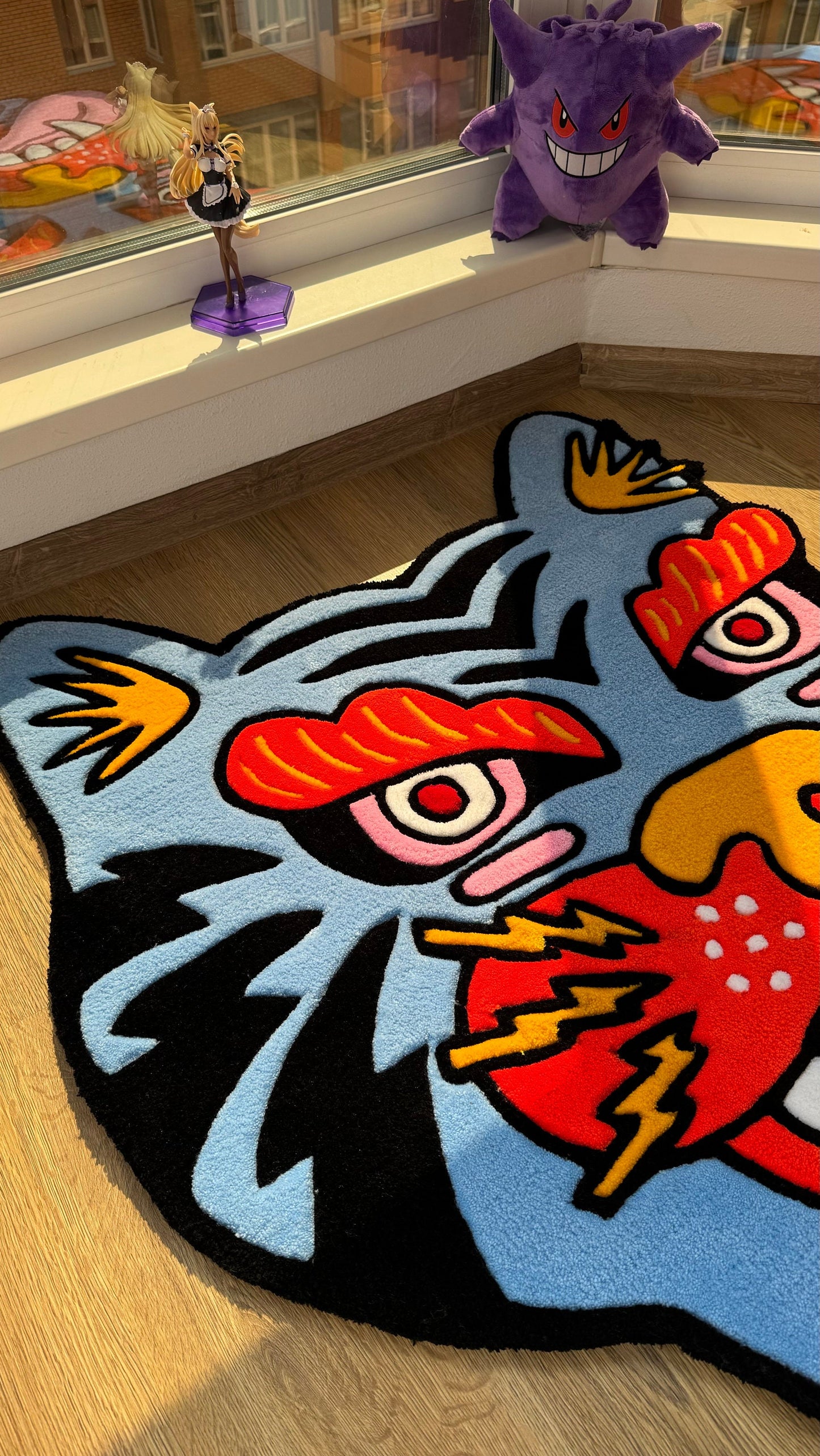 Tiger Head Rug – Custom Handmade Tufted Rug, Bold Traditional Asian Tiger Face Carpet, Cool Animal Decor for Art Room or Studio