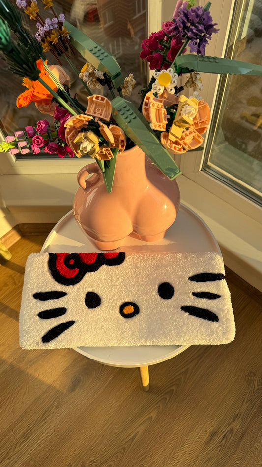 Kitty Keyboard Mat – Custom Handmade Fluffy Tufted Rug, Cute Desk Mat, Kawaii Aesthetic Decor for Office or Gaming Setup