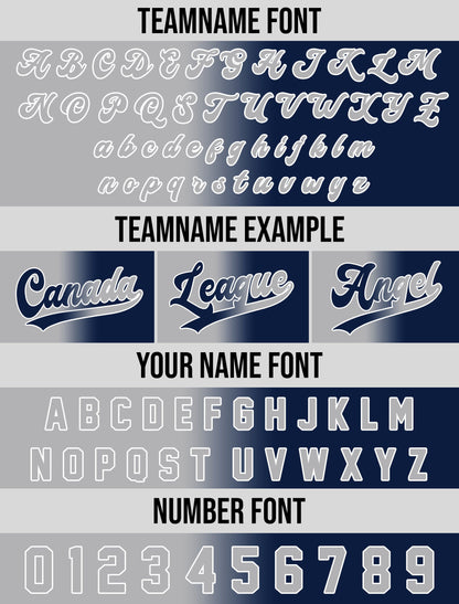 Custom Baseball Jersey Gradient with Teamname Name Number, Custom Jersey Shirt for Men Women Youth Kid, Gift for Baseball Fans Navy Gray